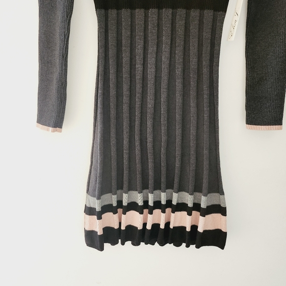 Nwt Eliza J Long Sleeves Striped Pleated Knit Dress Size S - Picture 4 of 7
